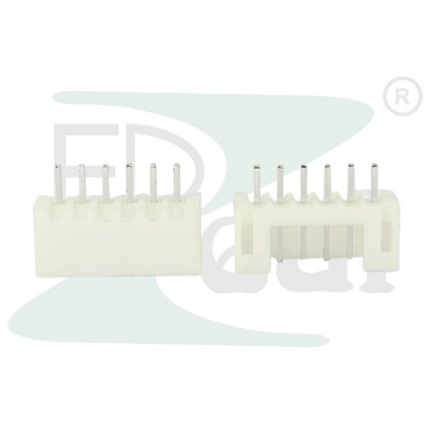 Reliment connector 6 Pin 2.0mm spacing 180 degree copper white