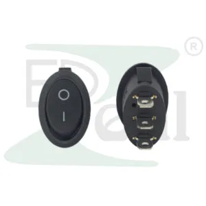 Rocker Oval Switch Black 3 Pin On Off Copper