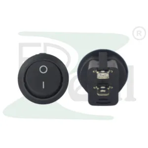 Rocker Round Switch Black 2 Pin On Off Copper