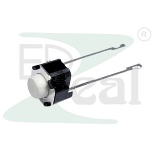 Tactile Switch 6x6x5mm 2 Pin Round White - Front View