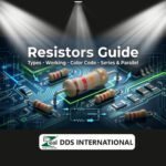Complete resistors guide showing types of resistors, working principle, resistor color code, and series and parallel resistor circuits on a PCB