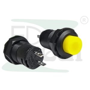 DS-428 Yellow Push Button Switch with Self-Lock 12mm Front View