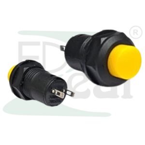 DS 428 Yellow Push Button Switch 12mm Self-Lock Front View