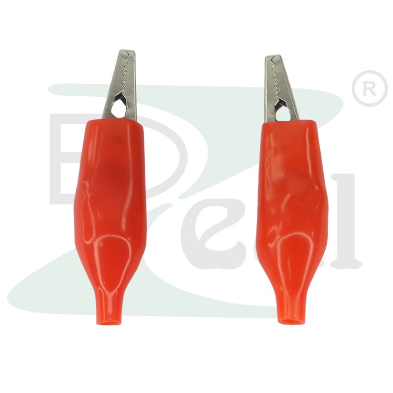 Crocodile Chimti Big Red 44mm alligator clip front view with serrated jaw