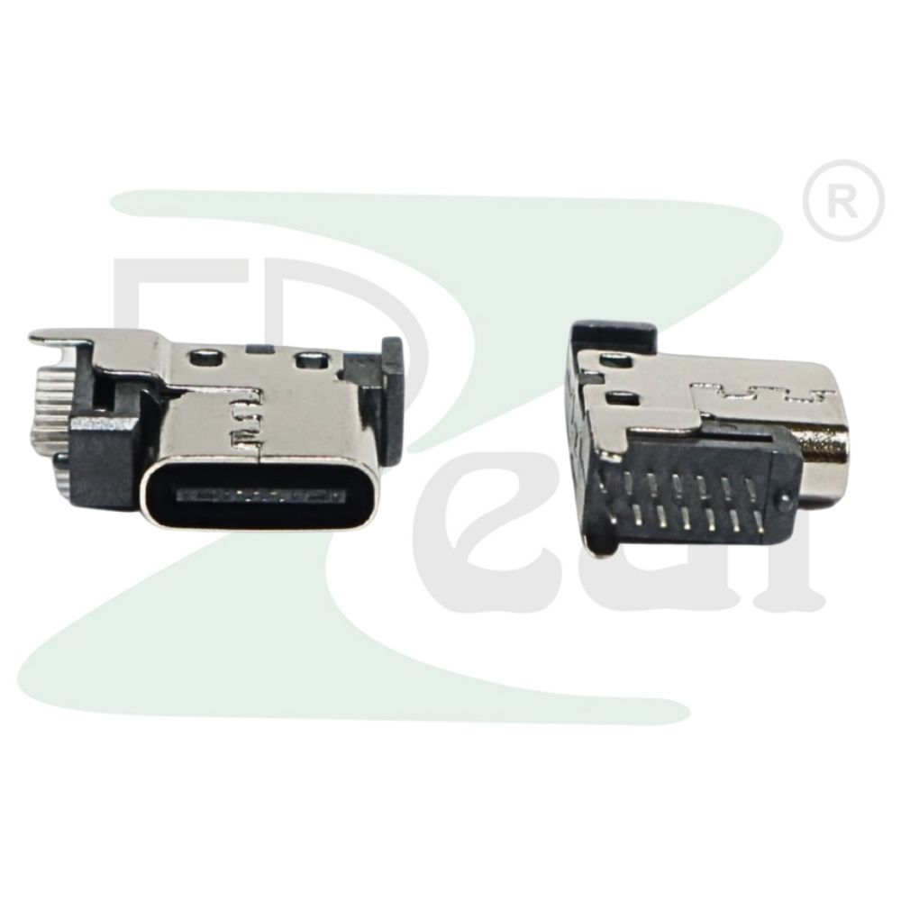 USB Type-C Female 90 Degree 14 Pin PD Connector Black PCB Mount