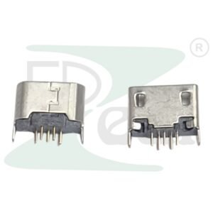 Micro USB female connector 1.5mm pin length side view PCB mount